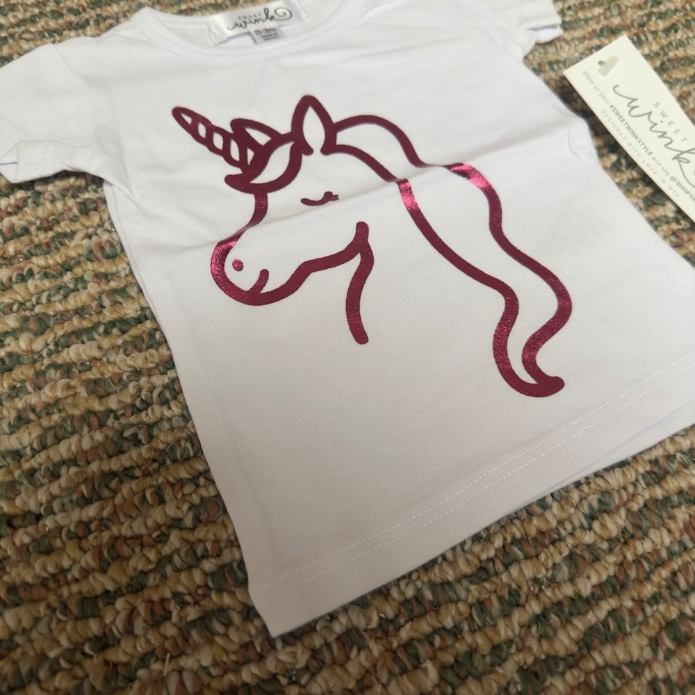 NEW Sweet Wink Unicorn White Short Sleeve T-Shirt - 3T - Picture 2 of 3